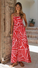 Daytona Maxi Dress - Red / Pink Print