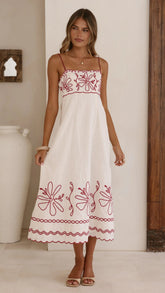 Mira Maxi Dress - Cream/Red