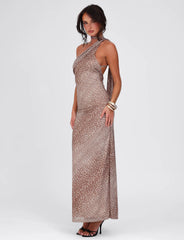 ALLIRA MAXI DRESS - NEUTRAL : LEOPARD