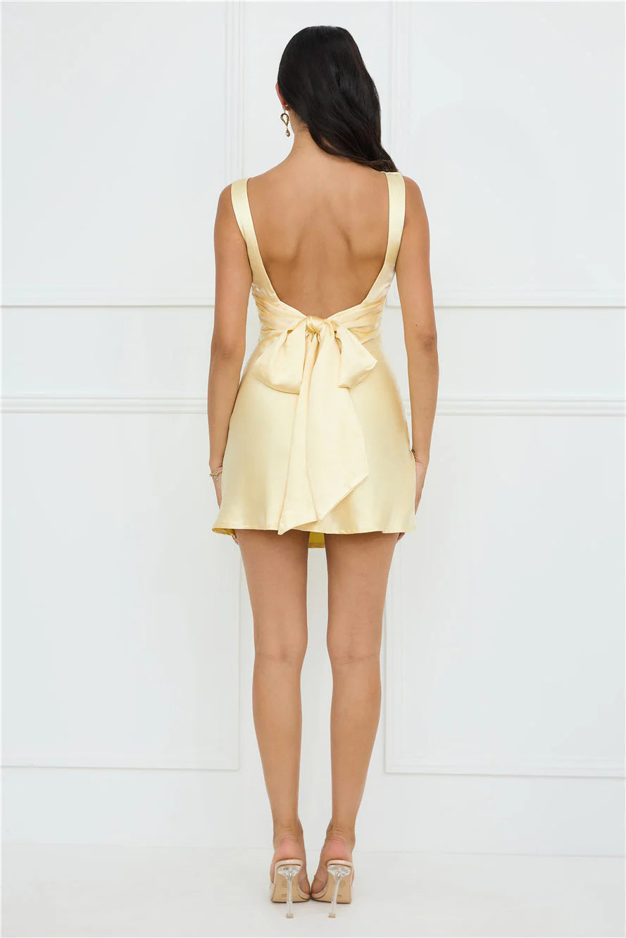 Lily Luxe Satin Mini Dress Yellow