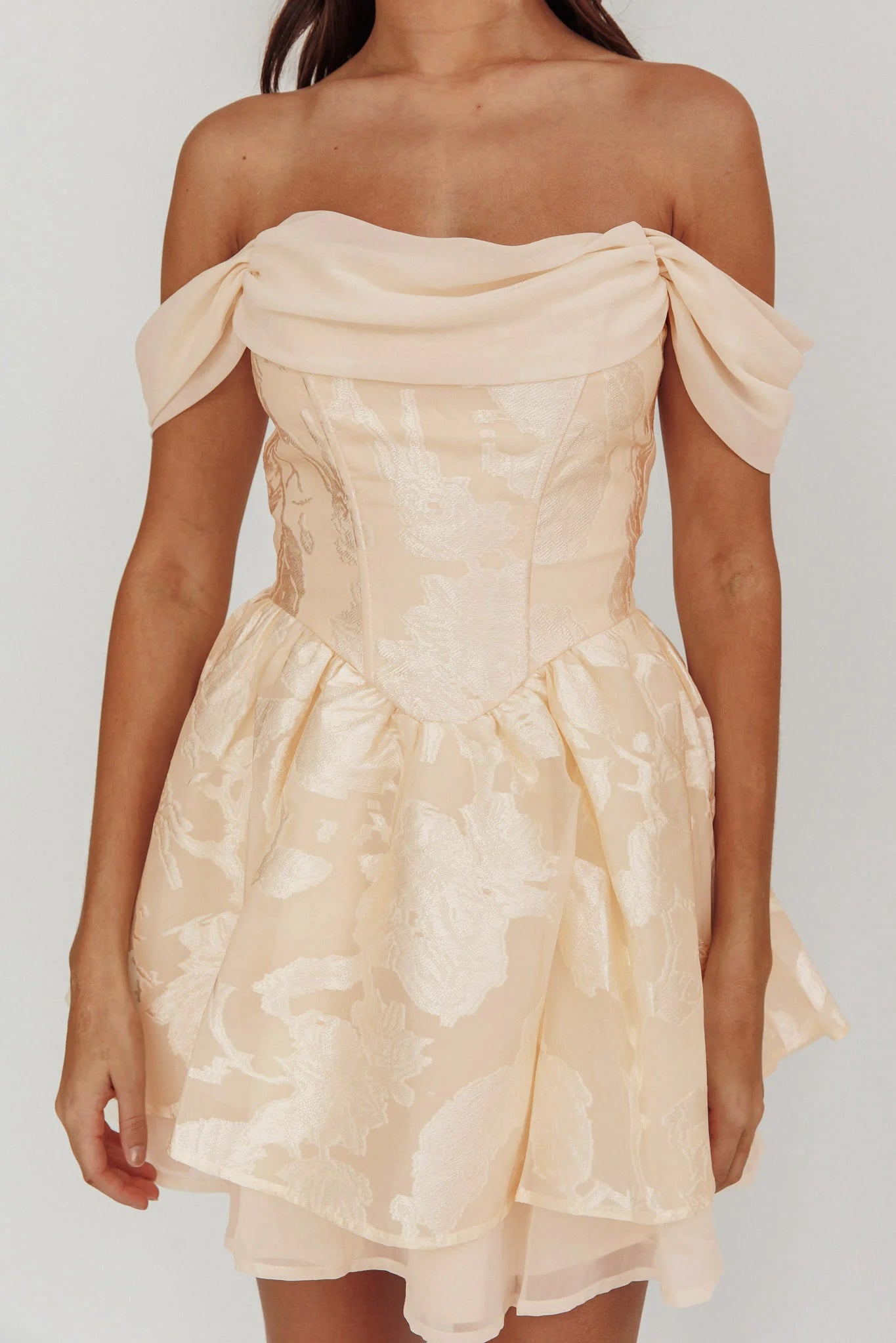 Lusting Off Shoulder Mini Dress Cream
