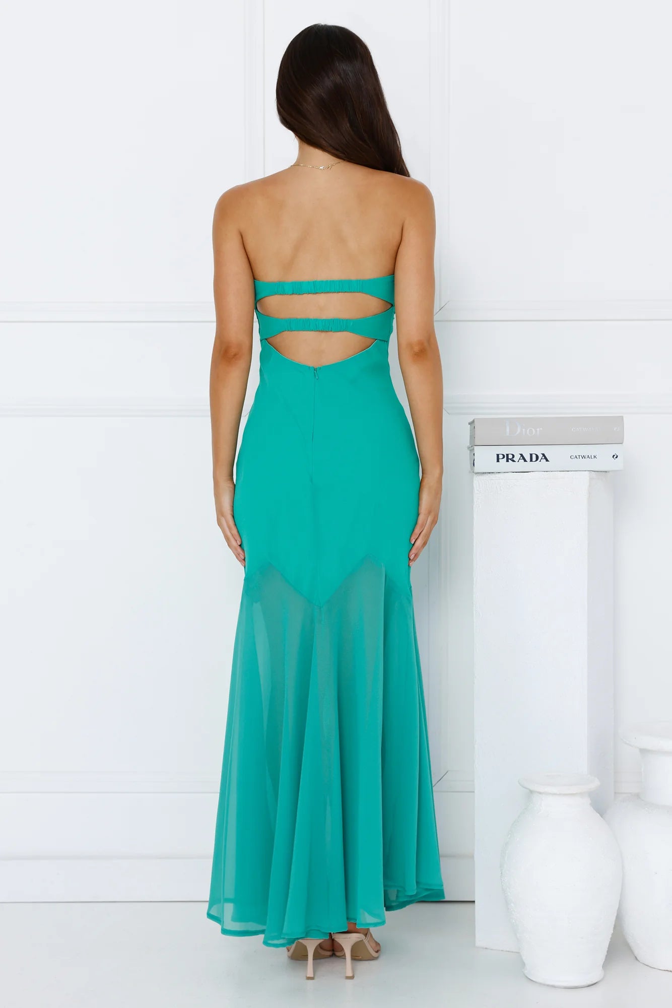 Luxe Leisure Strapless Maxi Dress Green